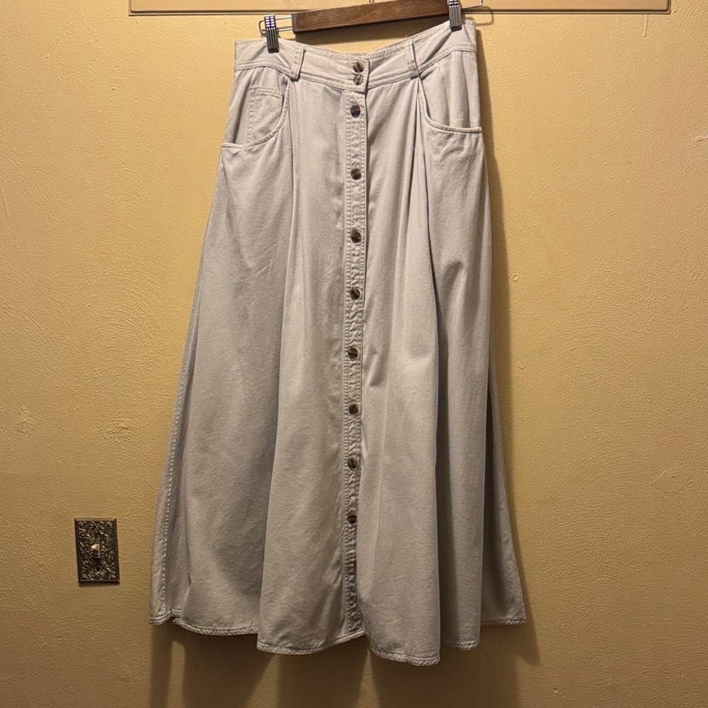 Carroll Reed Button-Down A-Line Skirt in Khaki